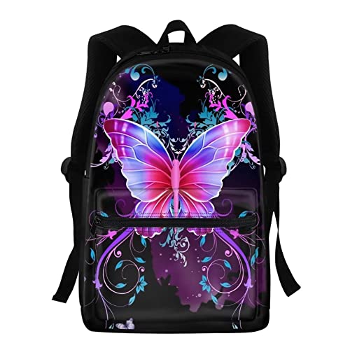 chaqlin Rucksack für Jungen und Mädchen, Polyester, lässiger Tagesrucksack, Schulranzen, Rosa Schmetterlinge, Einheitsgröße von chaqlin