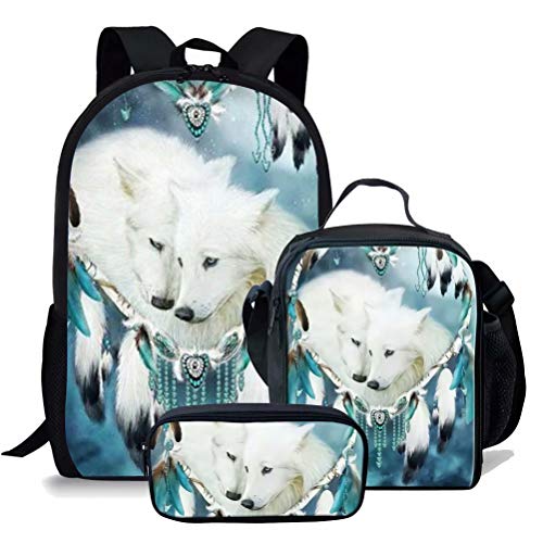 chaqlin Strapazierfähiger Rucksack für Kinder, Jungen, Mädchen, Teenager, 43,2 cm, Wolf, Tier Wolf-7 (3 Stück), One-Size, Rucksäcke von chaqlin