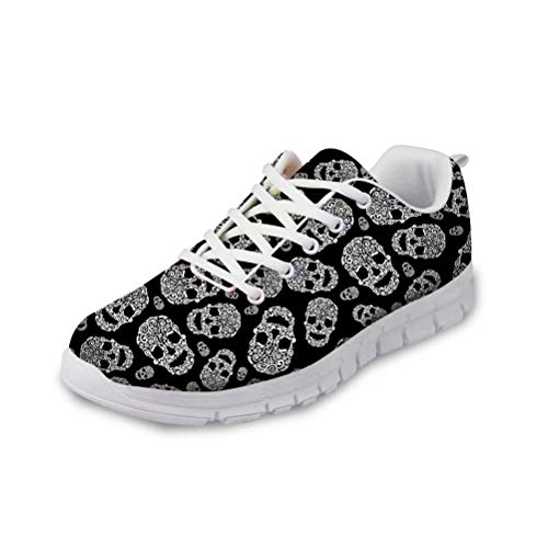 chaqlin Schädel Sneaker Damen Herren Casual Walking Wanderschuhe Leichte Jungen Mädchen Schule PE Laufschuhe Geschenke Größe 43 von chaqlin