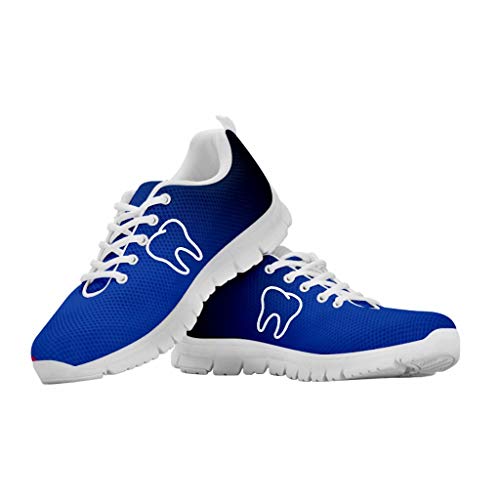 chaqlin Schnüren im Freien Joggen Walking Trainer Niedlichen Zahnarzt Zähne Design Laufschuhe Mesh Sneakers für Damen Krankenschwester Geschenke 38 EU von chaqlin