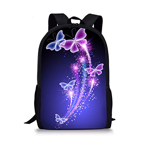 chaqlin Schulrucksack für Kinder Jungen Mädchen Schultasche Laptop Computer Tasche Student Büchertaschen Ranzen Gr. Einheitsgröße, Galaxy Butterfly von chaqlin