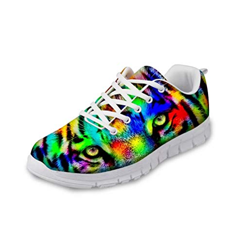chaqlin Sneakers Damen Freizeit Laufschuhe Animal Tiger Trainer Leichte Schnürschuhe Walking Wanderschuhe Größe 39 von chaqlin