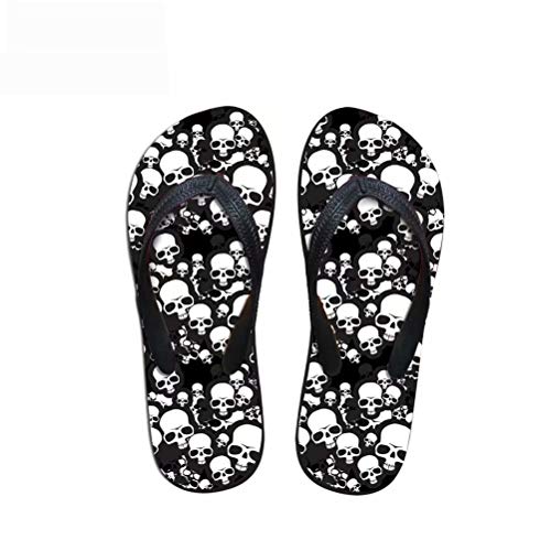 chaqlin Strandsandalen Unisex Erwachsene Home Dusche Slipper Casual Walking Loafers Frauen Flip Flop, - Totenkopf schwarz - Größe: 38 EU von chaqlin