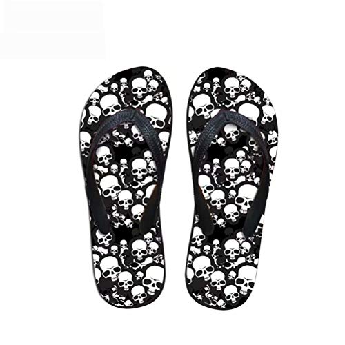 chaqlin Strandsandalen Unisex Erwachsene Home Dusche Slipper Casual Walking Loafers Frauen Flip Flop, - Totenkopf schwarz - Größe: 39 EU von chaqlin