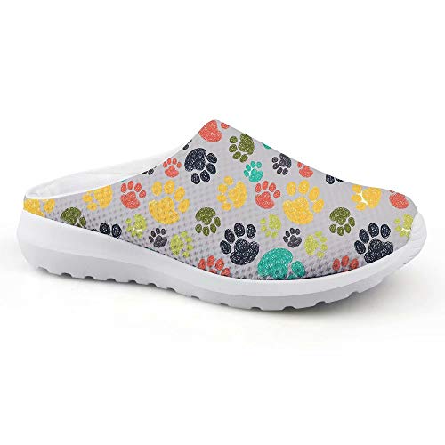 chaqlin Strandsandalen für Damen Herren Erwachsene Causal Sport Sneaker mit Slip-on Slipper Atmungsaktiv Garten Walking Clogs Größe 35 EU, - Hunde-Fußabdruck, Grau - Größe: 40 EU von chaqlin