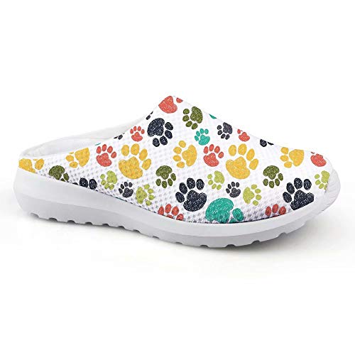chaqlin Strandsandalen für Damen und Herren, Erwachsene, lässiger Sport-Sneaker mit Slipper, atmungsaktiv, Garten-Walking-Clogs, Größe 35, Hunde-Fußabdruck, Weiß, 41 EU von chaqlin