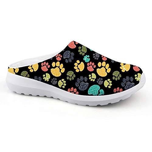 chaqlin Strandsandalen für Damen Herren Erwachsene Causal Sport Sneaker mit Slip-on Slipper Atmungsaktiv Garten Walking Clogs Größe 35 EU, Hundefußabdruck, Schwarz, 37 EU von chaqlin