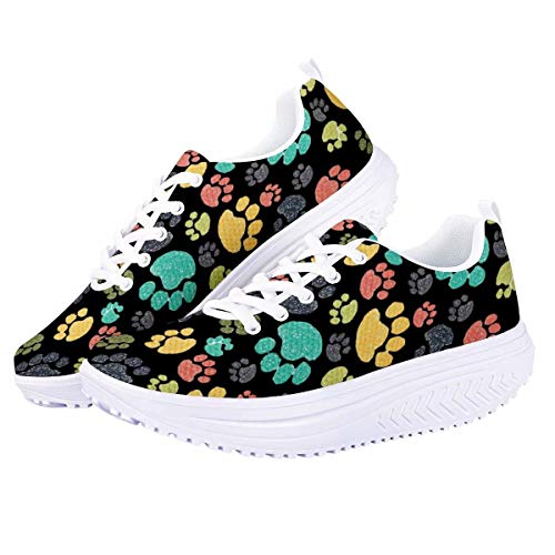 chaqlin Süße Turnschuhe mit Hundepfotenabdruck für Damen Casual Platform Toning Schuhe Teenager Damen Reisen Wanderschuhe Frauen Sport Turnschuhe 38 EU von chaqlin