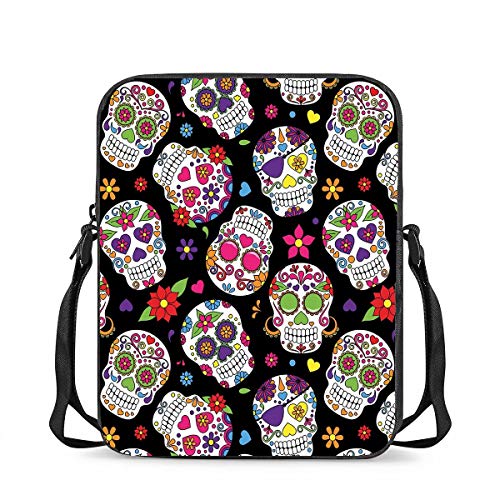 chaqlin Sugar Skull Travel Sling Messenger Schulter Handtaschen Damen Damen Umhängetaschen Kinder Schultaschen Mini Satchel von chaqlin