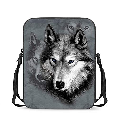 chaqlin Tier Grauer Wolf Umhängetaschen Für Frauen Party Geldbörse Messenger Bags Kinder Reise Schulter Handtasche von chaqlin