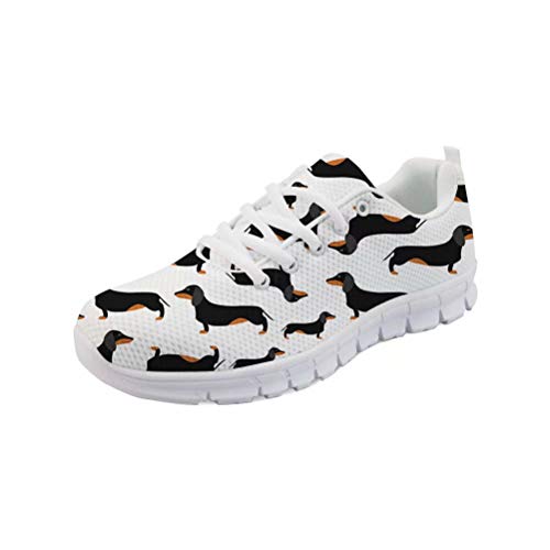 chaqlin Trainer Tier Dackel Print Laufen Jogging Schuhe Damen Leichtgewicht Athletisch Mode Wanderschuhe Größe UK8 = Eur40 (Pattern-2) von chaqlin
