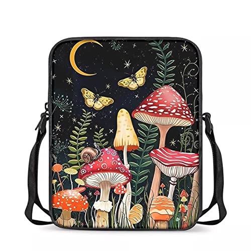 chaqlin Umhängetaschen für Kinder und Kinder, modisch, Sport, Reisen, Kuriertasche, Pilz-Schmetterlinge, Einheitsgröße, Kuriertasche von chaqlin