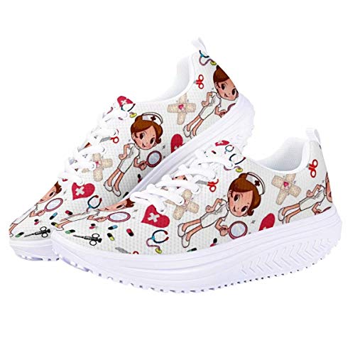 chaqlin Women Flats Swing Schuhe Spring Casual Brand Nurse 3D-Druck Höhe Zunehmende Schlankheitsschuhe für Damen Platform Schuhe 40 EU von chaqlin