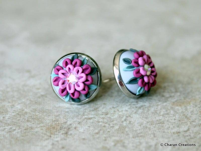 Schöne Polymer Clay Applikation Statement Ohrstecker in Grau Und Lila Schöne Polymer Clay Applikation Statement Ohrstecker in Grau Und Lila von charancreations
