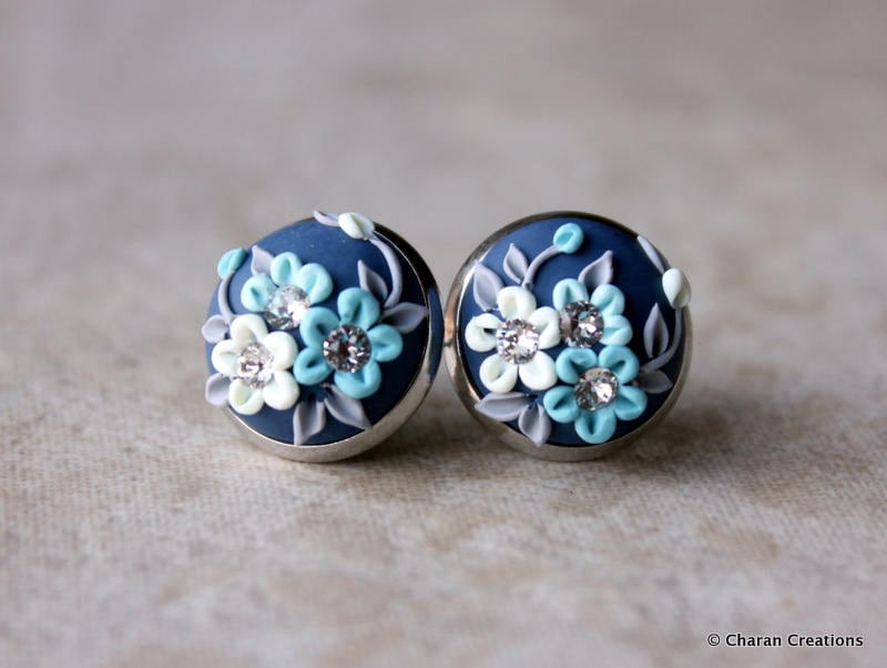 Süße Ohrstecker Mit Applikation Aus Polymer Clay in Blautönen Süße Ohrstecker Mit Applikation Aus Polymer Clay in Blautönen von charancreations