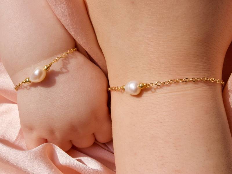 Passend Süßwasser Perle Armband Set, Blumenmädchen, Geschenk Für Sie, Hochzeitsschmuck, Brautjungfer | Babyparty Geschenk, 1.geburtstag von charliesgiftsco