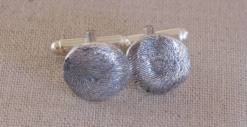 Fein Silber Fingerabdruck Manschettenknöpfe - Personalisiertes Geschenk Papa Fein Silber Fingerabdruck Manschettenknöpfe - Personalisiertes Geschenk Papa von charmedjewelry
