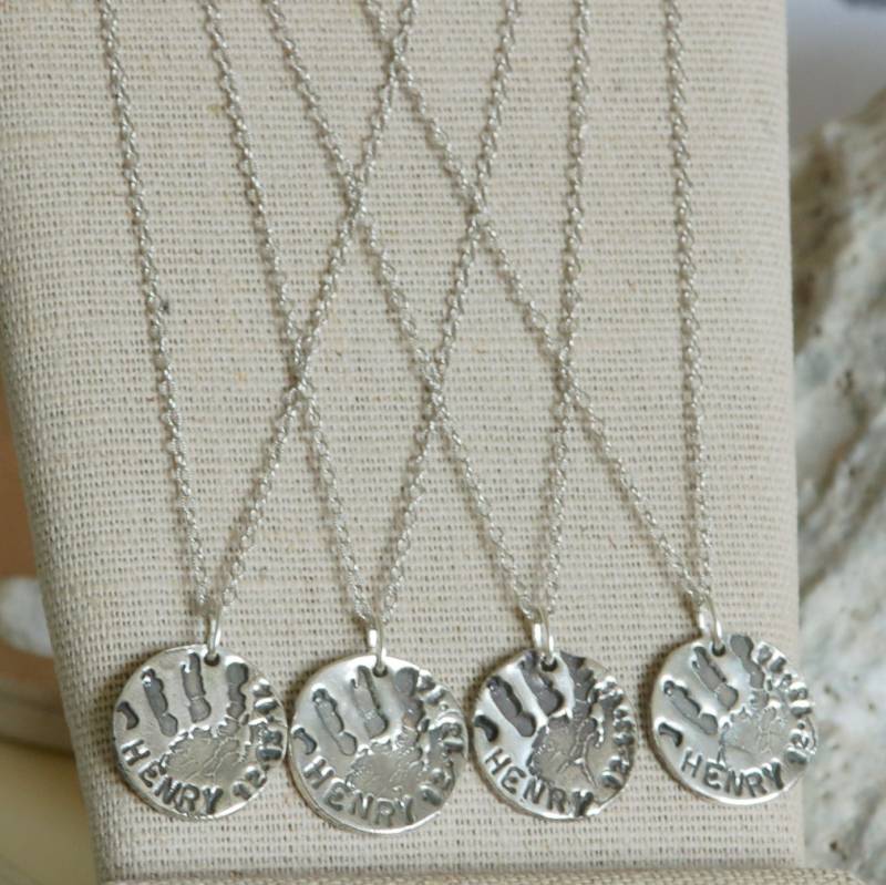 Fingerabdruck Schmuck - Baby Handabdruck, Kind Handabdruck Charm Halskette von charmedjewelry