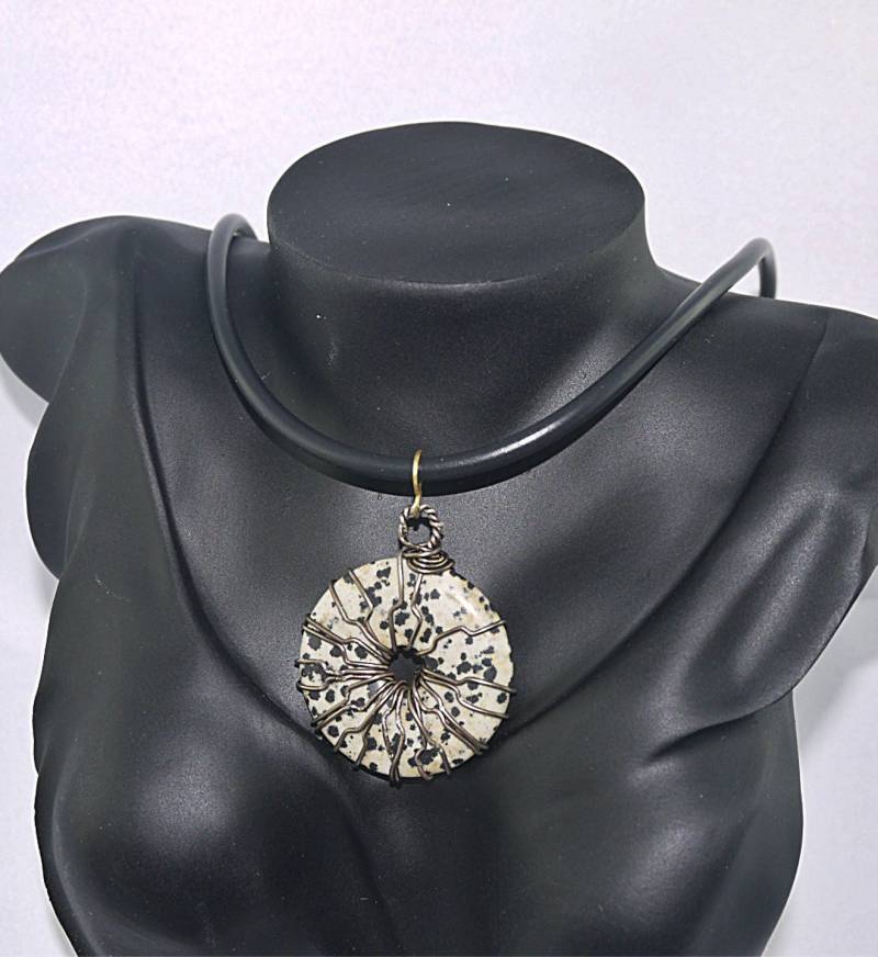 Anhänger Donuts, Dalmatiner Jaspis, Im Alter Von Metall Anhänger Donuts, Dalmatiner Jaspis, Im Alter Von Metall von charmescreations