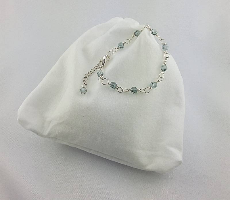 Bracelet Crystal Grau-Rosenkranz Mesh-Silber-Silber-Metall Bracelet Crystal Grau-Rosenkranz Mesh-Silber-Silber-Metall von charmescreations