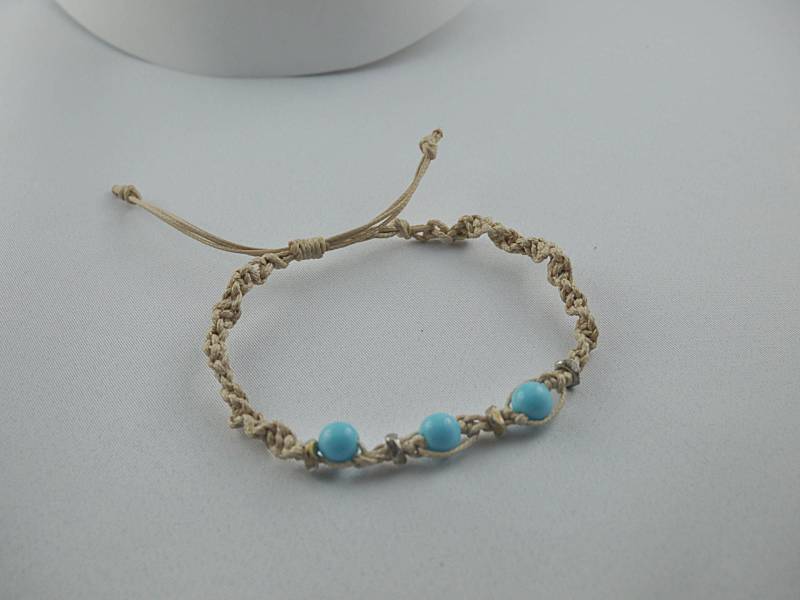 Makramee Armband Perlen Blau Und Metall Schiebetüren Makramee Armband Perlen Blau Und Metall Schiebetüren von charmescreations