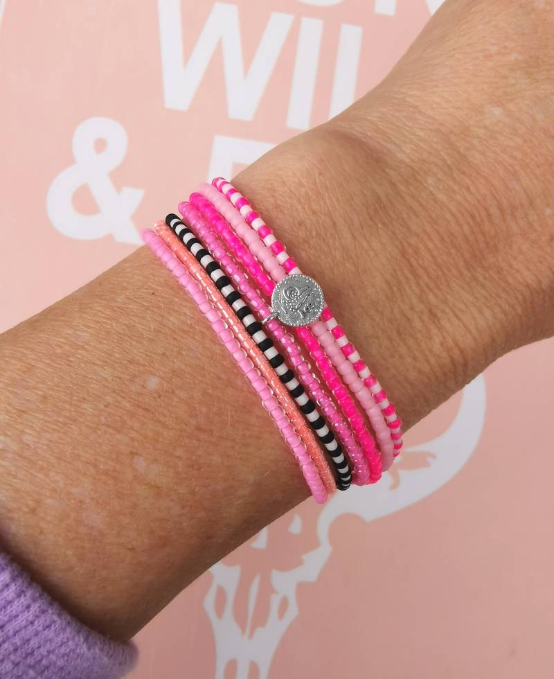 Armband Mehrreihig Boho Glasperlen Rocailles Toho & Miyuki Beads Neon von charmone