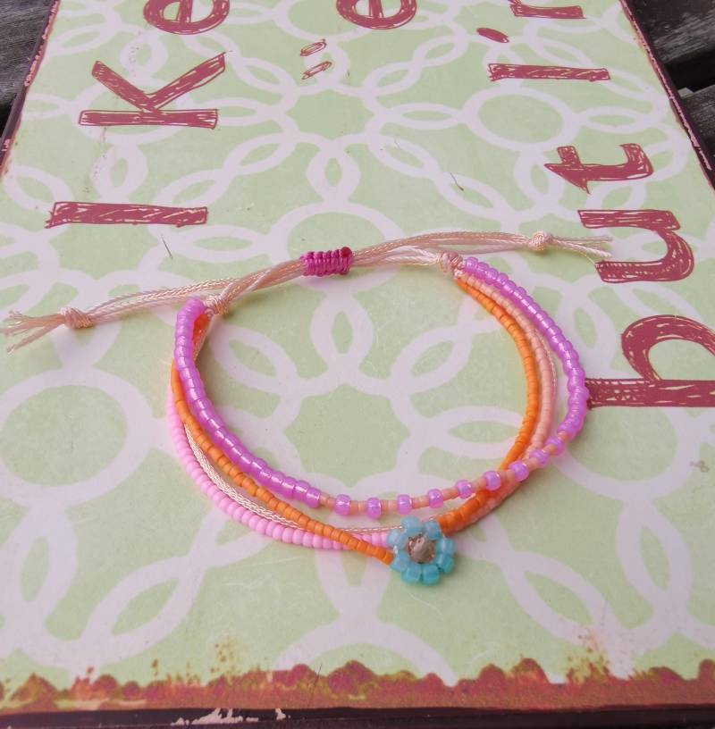 Armband Mehrreihig Boho - Miyuki Glasperlen Pink Orange Türkis von charmone