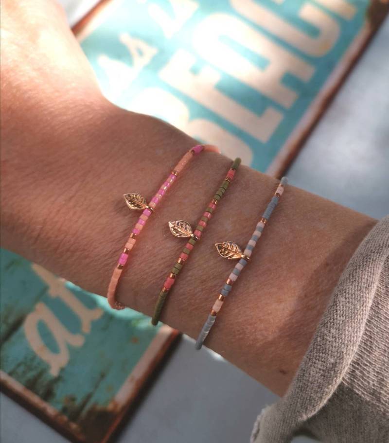 Armband - Miyuki Beads Zart Blatt Rosegoldfarben von charmone