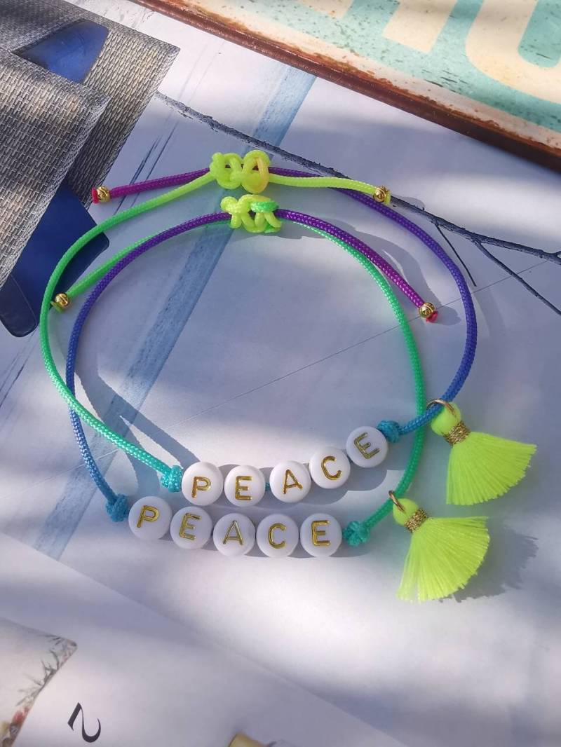 Armband - Peace Neon Quaste Freundschaftsband von charmone