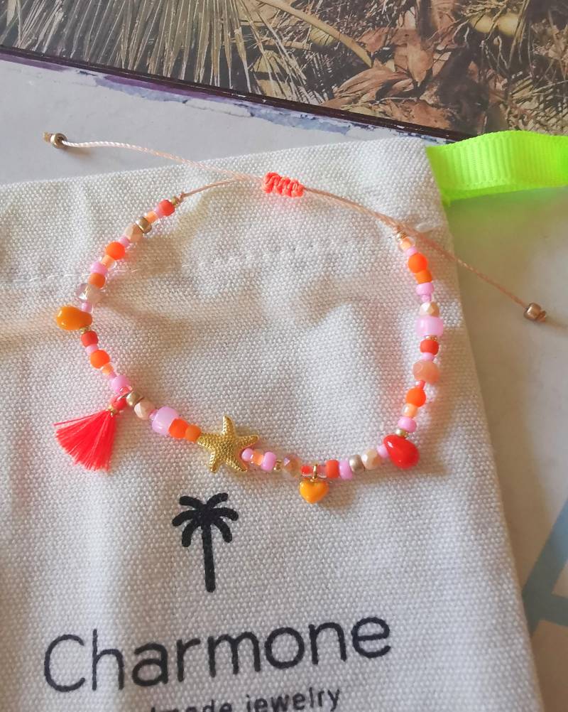 Armband - Seestern Glasperlen Boho Neon von charmone