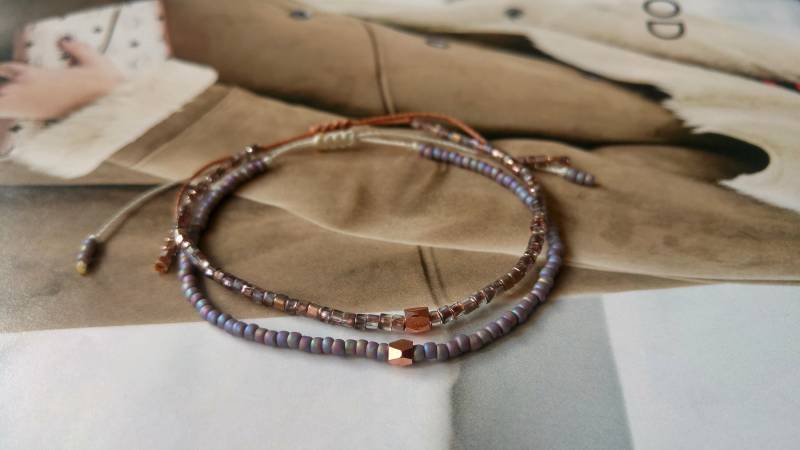 Armband Set 2-Teilig Rosegoldfarben Flieder Altrosa - Zart von charmone