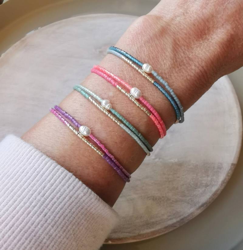 Armband Set 2-Teilig - Süßwasserperle Zart Miyuki Beads Farbwahl von charmone