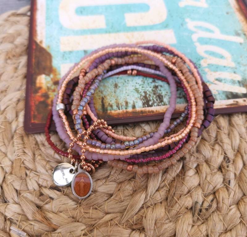 Armband Set Lilac 10-Teilig Mehrreihig Boho Glasperlen Toho Beads von charmone