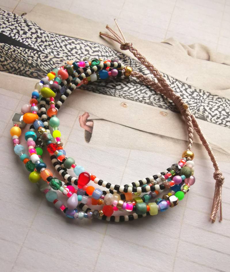 Armband - Statment Unikat Glasperlen Rocailles Preciosa Toho & Miyuki Beads Bunt von charmone