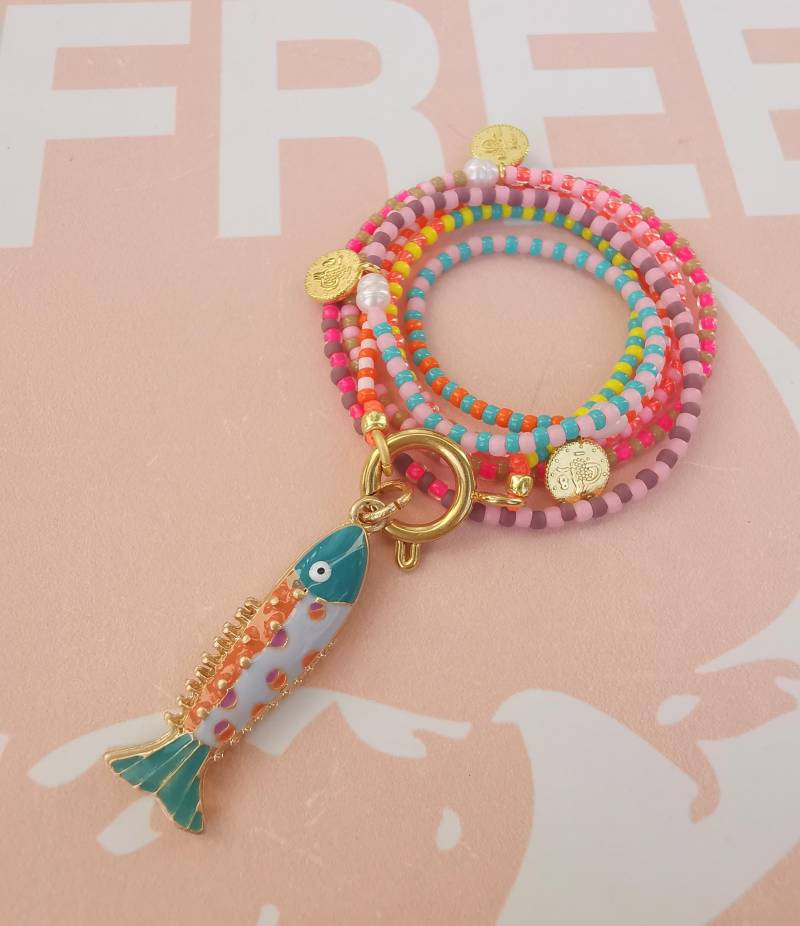 Kette - Fisch Hippie Boho Miyuki Bunt Zart Neon von charmone