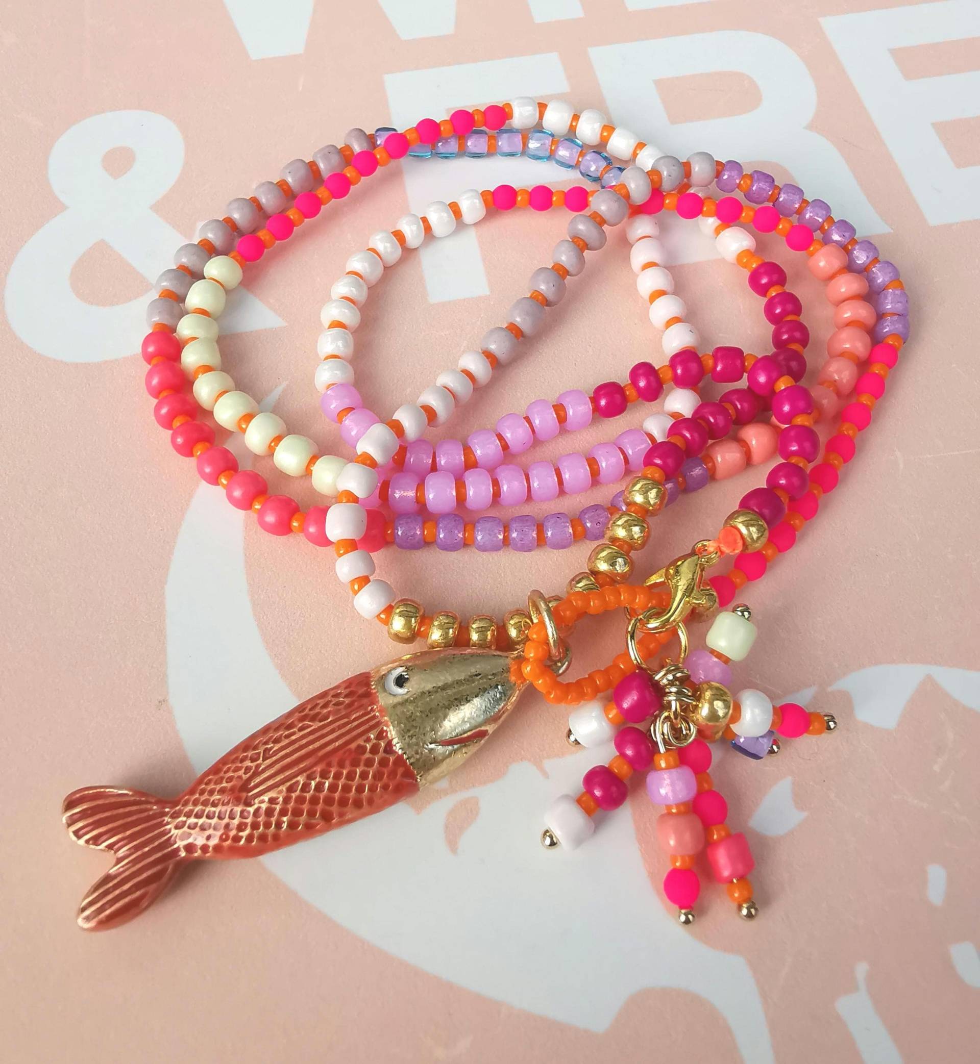 Kette - Fisch Hippie Boho Miyuki Bunt Zart Neon Kette - Fisch Hippie Boho Miyuki Bunt Zart Neon von charmone