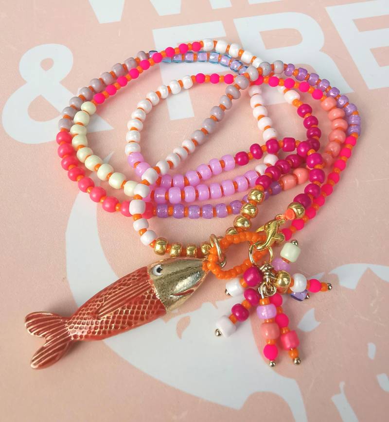 Kette - Fisch Hippie Boho Miyuki Bunt Zart Neon Kette - Fisch Hippie Boho Miyuki Bunt Zart Neon von charmone