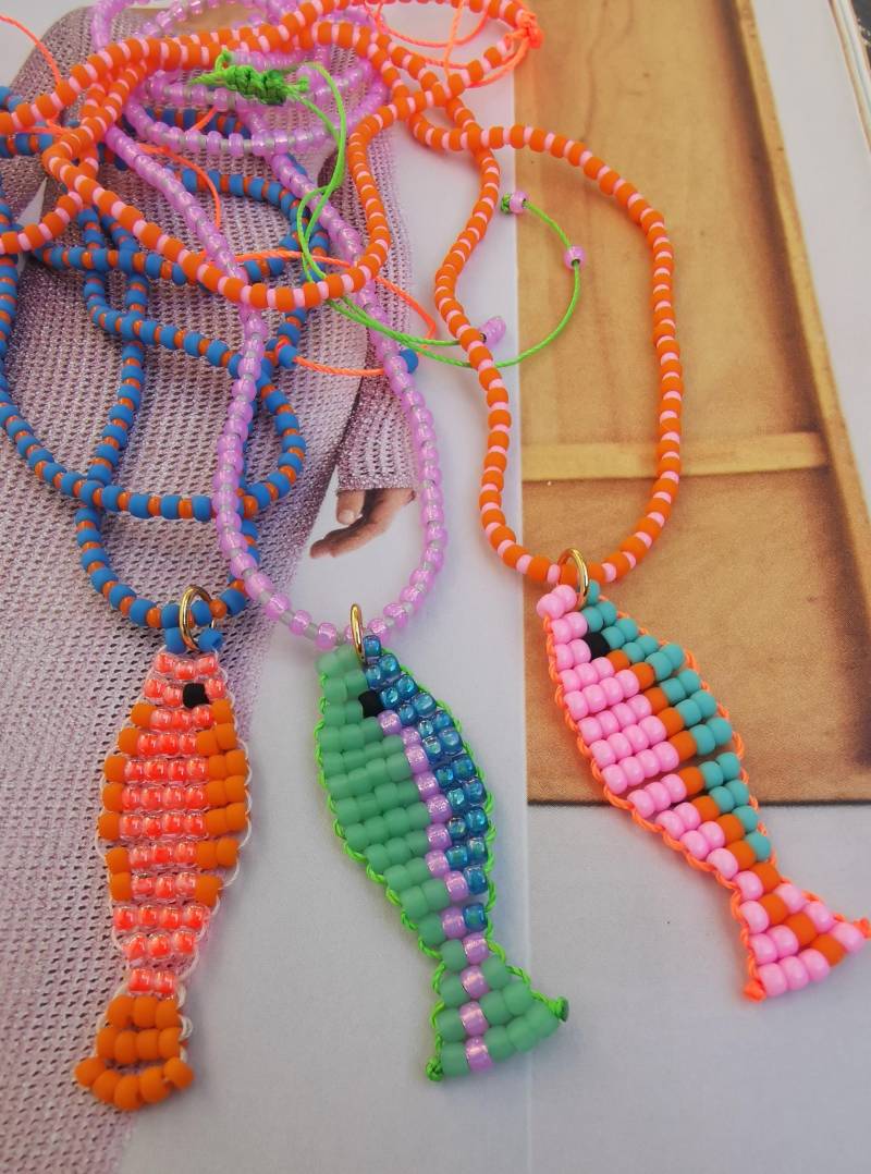 Kette - Fisch Hippie Boho Toho Beads Bunt Zart Neon von charmone