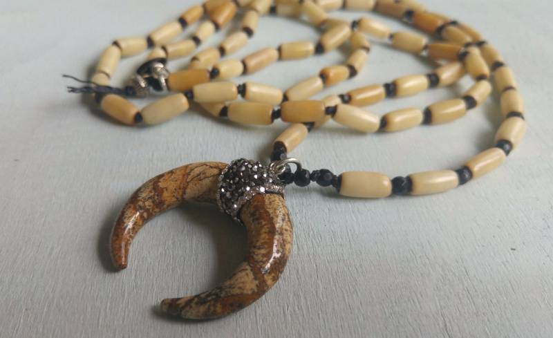 Kette Jaspis Zahn Anhänger Buri Samen von charmone