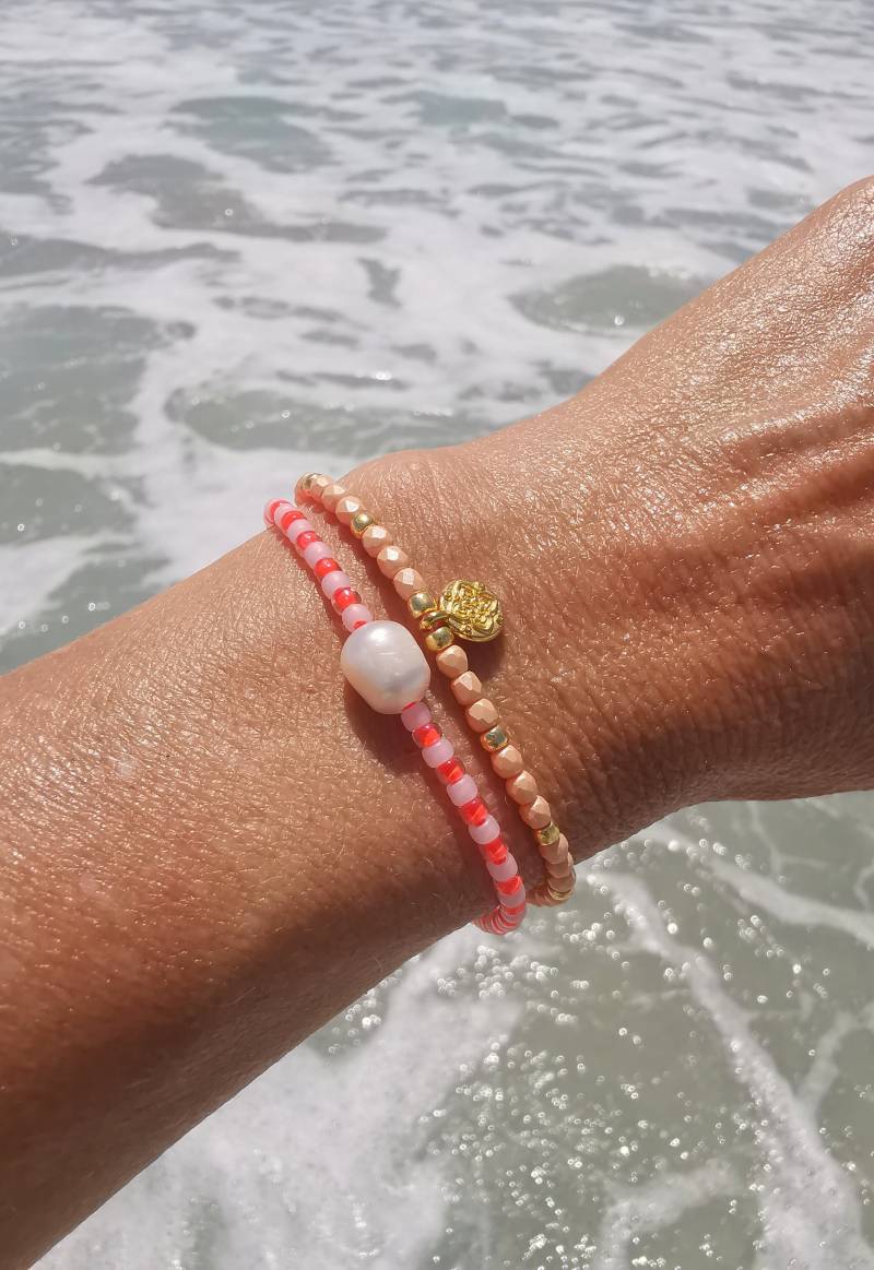 Seaside - Armband Zart Seed Beads Süßwasserperle Boho von charmone