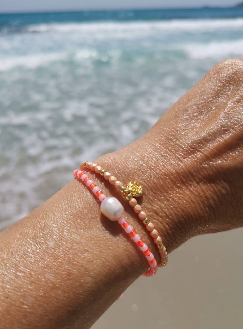 Seaside - Armband Zart Seed Beads Süßwasserperle Boho von charmone