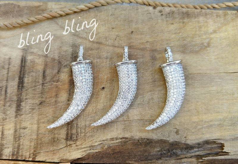 Zahn Anhänger Bling Zircon 34x14mm von charmone