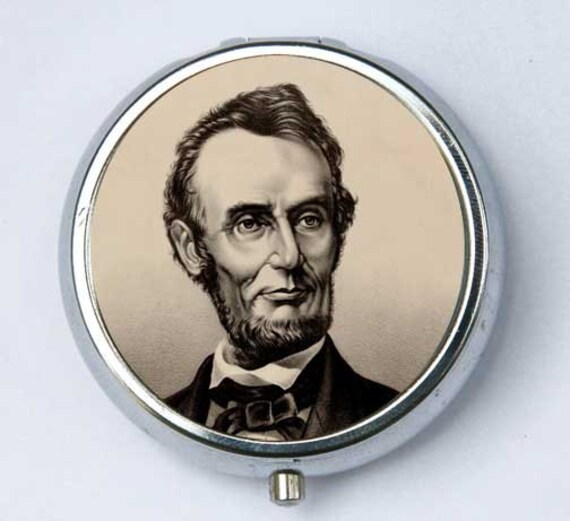 Abraham Lincoln Schwarz Weiß Pille Fall Pillbox Box Halter Ehrlich Abe Präsident Geschichte Usa von che655