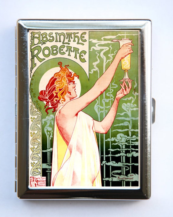 Absinthe Poster Zigarette Fall Brieftasche Visitenkarte Halter Vintage Jugendstil von che655