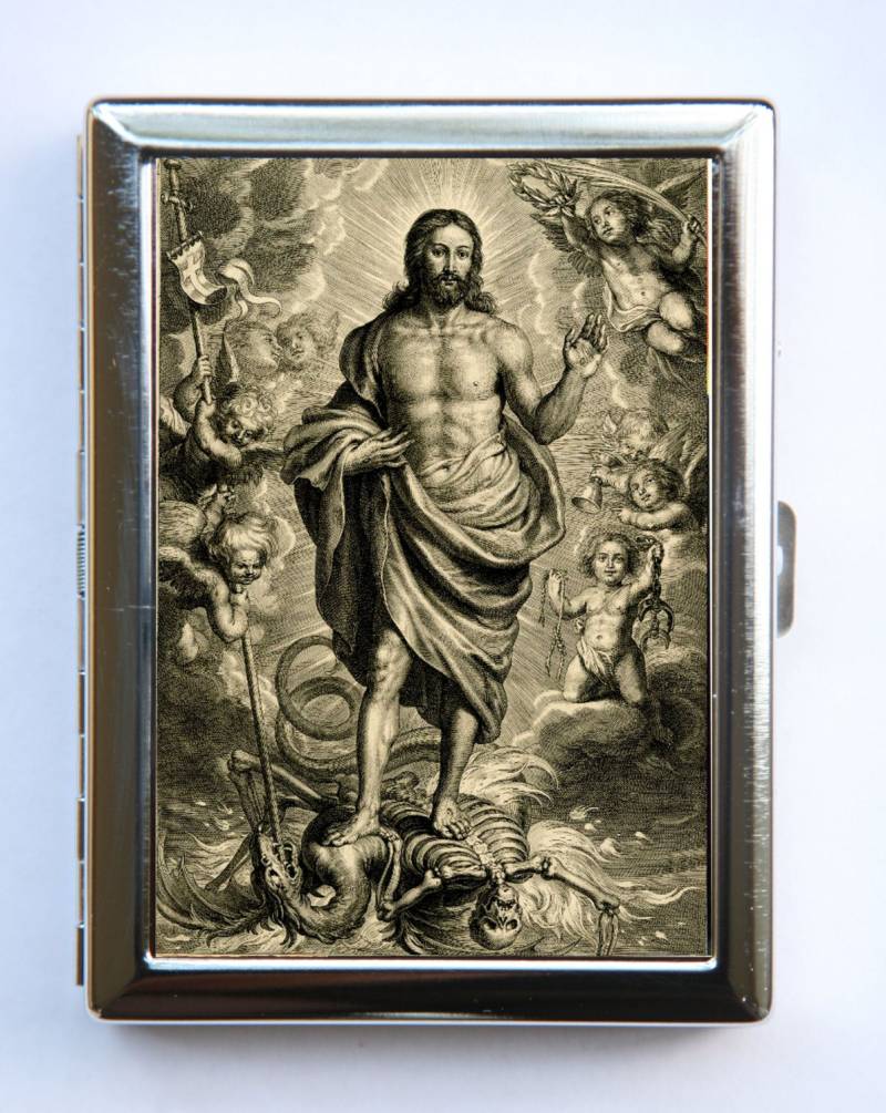 Allegorie Des Todes Christus Skelett Zigarette Fall Brieftasche Visitenkarte Halter Psychobilly von che655