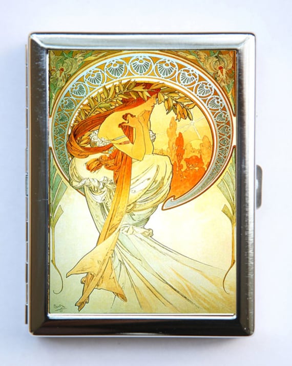 Alphonse Mucha Poetry Zigarettenetui Id Case Brieftasche Visitenkartenetui von che655