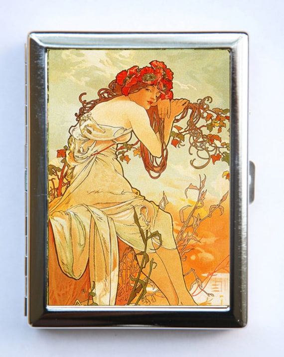 Alphonse Mucha Sommer Zigarette Fall Id Brieftasche Visitenkarte Halter von che655