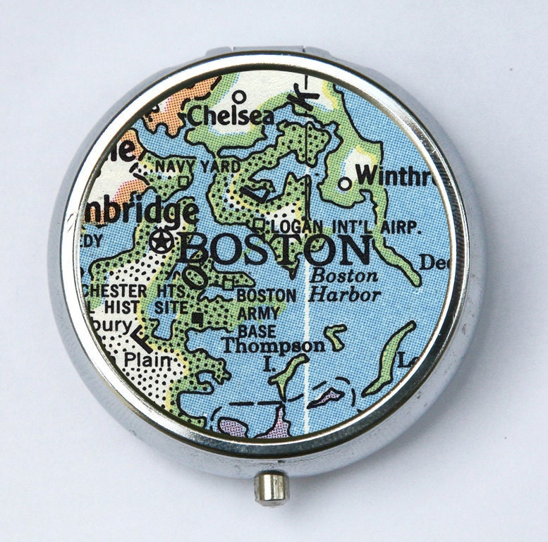 Boston Massachusetts Pillendose Halter Vintage Map von che655