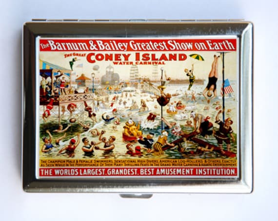 Coney Island Circus Poster Zigarette Fall Brieftasche Visitenkarte Halter Zirkus Sideshow Boxer Clowns von che655
