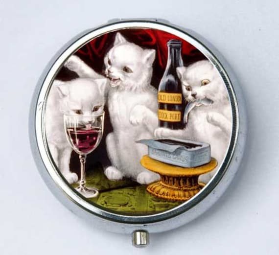 Drei Kätzchen Pill Case Pillbox Pille Halter von che655